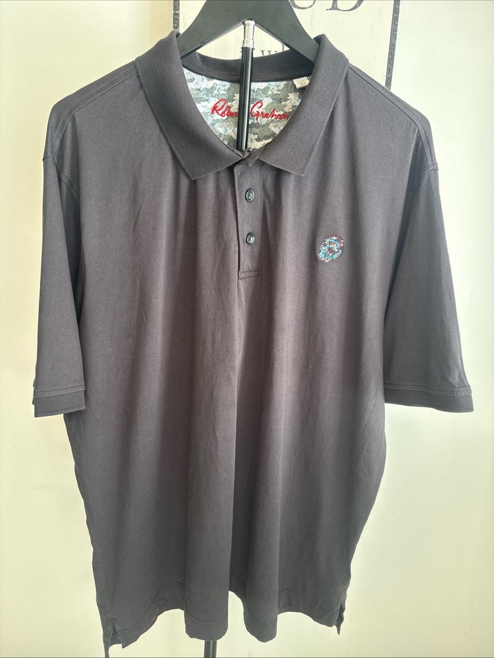Robert Graham Men's Dark Charcoal Polo with Subtle Logo